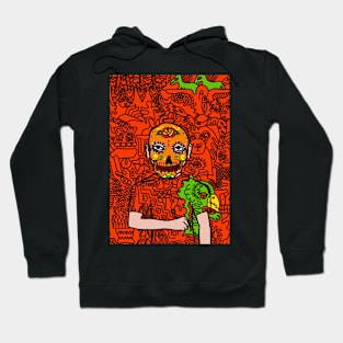 Experience the Essence - A MaleMask NFT with MexicanEye Color and DoodleGlyph Background Hoodie